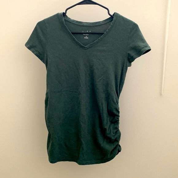 Isabel maternity dark green short sleeve shirt - Picture 1 of 2